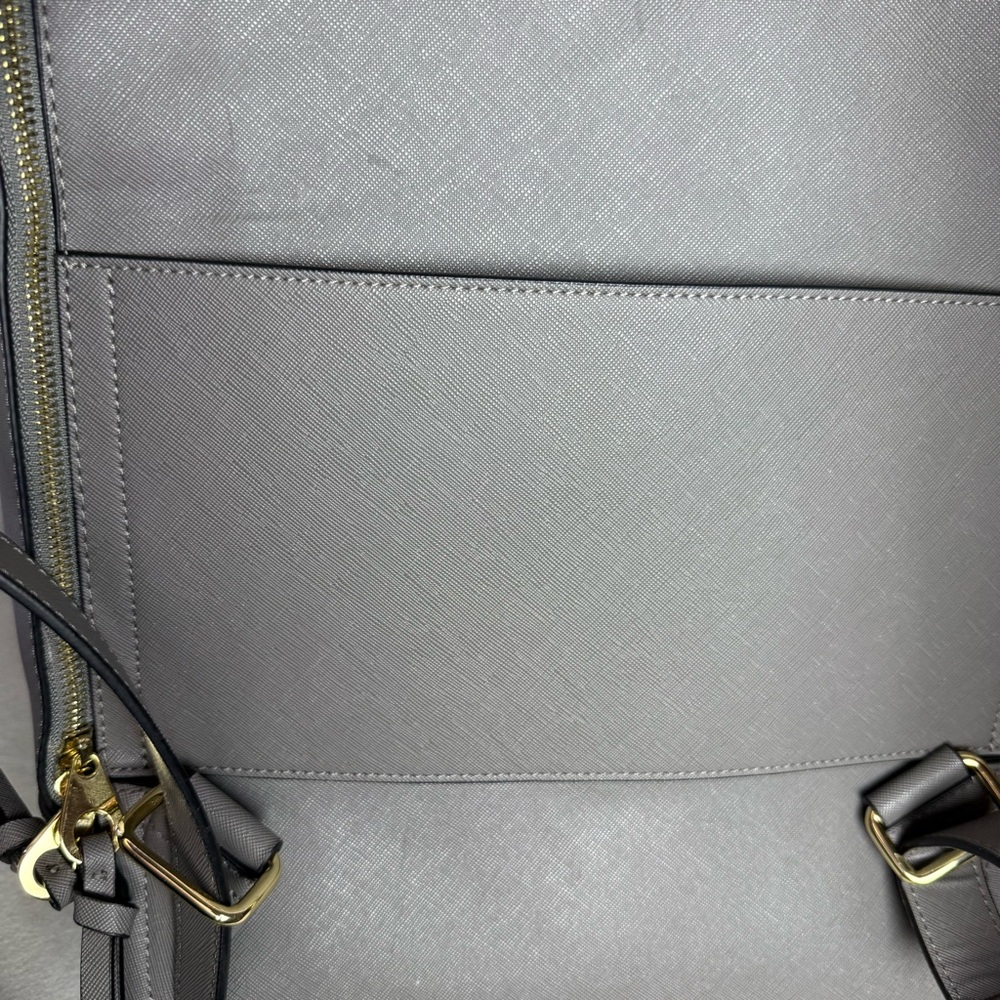 Calpak Womens Kaya Dark Gray Taupe Faux Leather Adjustable Strap Laptop Backpack - Picture 8 of 15